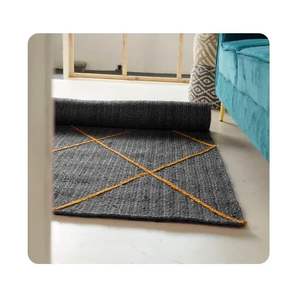 Alfombra de yute gris de calidad superior con diseño de diamante amarillo, trenzada a mano, las mejores alfombras de tela de yute más vendidas, juegos de alfombras de área de India - Product Image 5