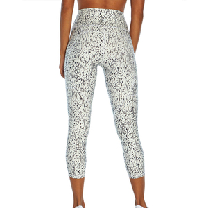 Whispy Spray <b>White</b> <b>Women's</b> High Rise polyester spandex wholesale Capri <b>Legging</b> with OEM service - Product Image 2