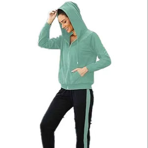 Vêtements pour femmes en gros, survêtements personnalisés, survêtement zippé, streetwear, ensemble sweat-shirt à capuche et pantalon de survêtement pour l'automne et l'hiver - Product Image 1