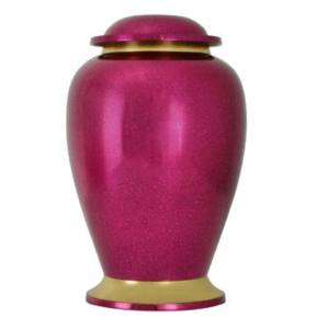 Urna de cremación para adultos de latón con acabado de mármol de color rosa con urnas funerarias de metal con tiras doradas para cenizas humanas. - Product Image 1