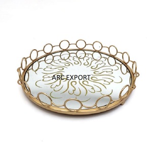 Hot Selling Wedding and Events Party Decoration Serving <b>Tray</b> and Stand Stylish Round Shape <b>Table</b> Decoration Food <b>Tray</b> From India - Product Image 4