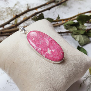 จี้พลอยรูปวงรีทำด้วยมือเงินแท้925จี้คริสตัลธรรมชาติขัดเงาเรียบจี้แฟชั่น - Product Image 4