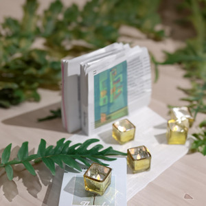 VMC0020GS - Gold Speckled Mercury <b>Cube</b> Votive Candle Holder - 2" - Product Image 6