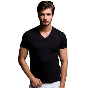 T-shirt pour homme à col en V, respirant, en fibre de bambou ultralégère, manches courtes, flexible, sous-vêtements - Product Image 1