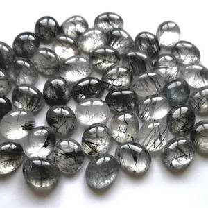 3mm 4mm 5mm Naturel Noir Rutile Lisse Ovale Calibré Cabochons Gemstone Luxe Chunky Jewelry Making Gemstone Custom Loose - Product Image 1