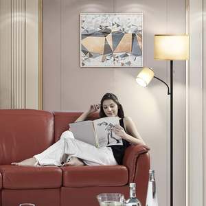 Moderna lampada da terra con paralume in tessuto a LED 1.8m per soggiorno regolabile luce di lettura Design industriale con stile scandinavo - Product Image 1