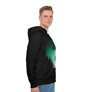Pull à capuche en molleton de polyester à motif uni imprimé par sublimation personnalisée pour hommes et femmes, teint dans des tons unis, pour l'hiver - Product Image 6