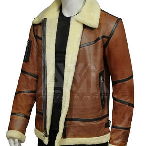 Chaqueta de Cuero con Forro de Piel para Hombre, Abrigo de Cuero con Forro de Piel, Chaqueta de Invierno Cálida para Exteriores, Venta al Por Mayor OEM - Product Image 5