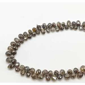 Cuentas de Diamantes Champagne de 2.5-3.8 mm, Naturales, 100% Briolettes, Color Marrón Claro, Forma de Lágrima, Diamantes Sueltos para Regalo de Navidad - Product Image 3