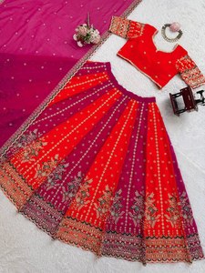 Lehenga choli กับชุด dupatta สำหรับผู้หญิงที่ออกแบบด้วยการปักที่สวยงามมีสไตล์สำหรับงานแต่งงานและงานปาร์ตี้ - Product Image 6