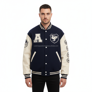 Blouson universitaire vintage décontracté pour homme, coupe ajustée, style Letterman, coupe-vent, essentiels d'été, 100 % laine brodée - Product Image 3