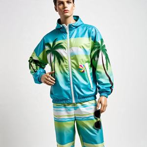 Chándales sólidos personalizados de alta calidad para hombre, ropa deportiva suave elástica de nailon, chaqueta con cremalleras completas y pantalones ajustados para hombre - Product Image 2