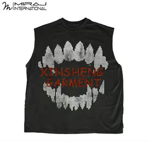 2025 été hommes décontracté sans manches t-shirt ensemble court respirant en gros vêtements de rue avec Logo personnalisé impression numérique - Product Image 6