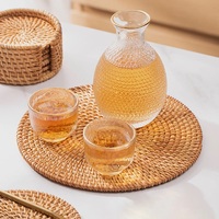 Ensemble de sets de table et sous-verres ronds en bambou tressé, assiettes de présentation tressées, style classique pour mariage, cuisine, table à manger