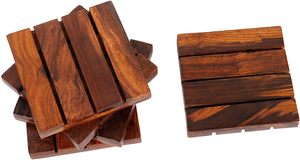 Wooden Bar <b>Coasters</b> <b>for</b> Hot & Cold <b>Drink</b>-Decorative Cocktail <b>Coasters</b>- Crafted from Seasonal Wood-Square Shape <b>Coaster</b> - Product Image 4