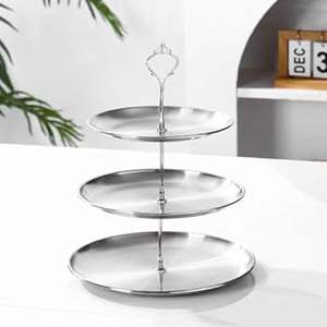 Soporte de pastel hecho a mano ecológico duradero de 3 niveles de acero inoxidable para fiesta de cumpleaños y boda uso doméstico en la cocina - Product Image 6