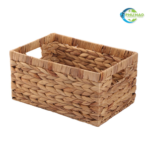 Vente en gros de paniers rectangulaires tissés à la main en jacinthe d'eau avec cadre en fer et options de couvercle personnalisées du Vietnam Organisateur de linge - Product Image 5