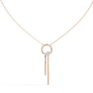 Collier en or 14 carats avec pendentif long rond en diamant de laboratoire, fabrication de diamants en gros - Product Image 4