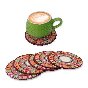 แผ่นรองแก้วไม้ธรรมชาติ พิมพ์ลายสวยงาม สไตล์โบฮีเมียน ทำมือ เป็นมิตรกับสิ่งแวดล้อม รูปทรงกลม พื้นผิวเรียบ สำหรับสำนักงานและบ้าน ราคาประหยัด - Product Image 3