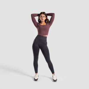 กางเกงเลกกิ้งไร้ตะเข็บเอวสูง HyperGlam Sports Wear พร้อมขอบยางยืด สีดำ-ระบายอากาศได้ดี สไตล์ฟิตเนส ฟรีไซส์ XS - Product Image 4