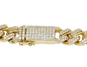 Cadena de eslabones cubanos chapada en oro amarillo en plata de ley S925 con diamante de moissanita Hip Hop joyería completamente helada para hombres - Product Image 5