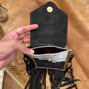 Handmade Hair on Metallic Cowhide Turquoise Fringe Women Crossbody Mobile <b>Bag</b> Western Genuine Leather Concho Cell Phone Purse - Product Image 6