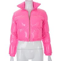 Blouson matelassé court personnalisé pour femme, manteau d'hiver brillant et léger, vêtement d'extérieur tendance, fournisseur OEM