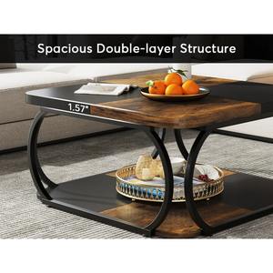 Table basse moderne en métal et bois écologique avec finition dorée pour le salon - Product Image 4