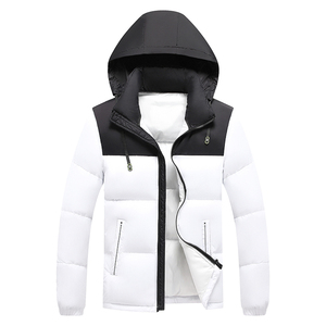 Veste matelassée d'hiver décontractée pour homme de haute qualité, avec logo sur le devant en toile, légère, coupe-vent, imperméable et à capuche - Product Image 1