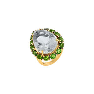 แหวนพลอยอเมทิสต์ทรงลูกแพร์สีเขียวขัดด้วยทองด้วย925แท้บริสุทธิ์ - Product Image 3