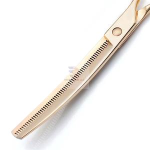 กรรไกรตัดขนสัตว์เลี้ยงแบบมืออาชีพใบมีดโค้งสแตนเลสผอมบาง - Product Image 4