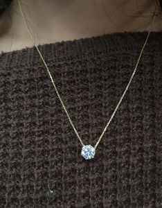 925เงินสเตอร์ลิง14K ชุดฝา zircon ชุบทองได้รับการรับรอง IGI สร้อยคอจี้สำหรับผู้หญิง1กะรัตของขวัญเครื่องประดับที่สง่างาม - Product Image 1