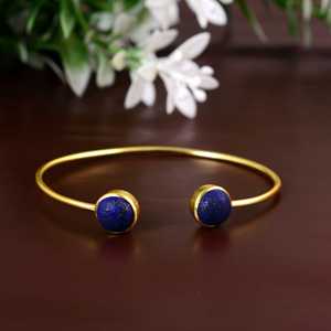 Hermosa pulsera de piedras preciosas de lapislázuli azul, brazalete ajustable chapado en oro, nuevo regalo de compromiso cristiano para amigos - Product Image 5
