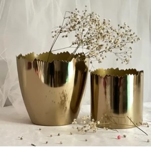 Floor Standing Long Gold Metal Decorative flower <b>Vase</b> For Wedding Flower Arrangement - Product Image 3