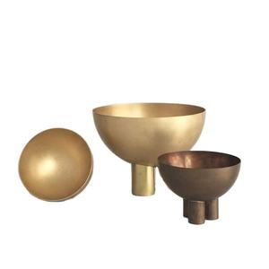 Standing Bowl With Base High Quality Metal Candle Bowl Set of 3 Antique Brass <b>Table</b> Top Home Decor Candle Bowl - Product Image 1