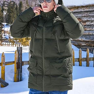 Manteau d'hiver long pour hommes, veste matelassée à capuche, parka chaude et résistante au froid pour les activités de plein air - Product Image 3