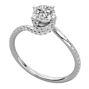Bague solitaire à tige croisée en diamant rond - Product Image 5