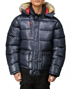 Chaqueta Parka con puños elásticos y cremallera especial de invierno de primera calidad para hombre, chaqueta elegante con capucha de piel de alta calidad para clima frío - Product Image 1