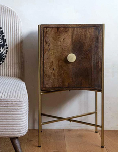 Modern Retro Mango Wood Bedside <b>Table</b> Rustic Bedroom Nightstand <b>With</b> Storage Design For Home Furniture <b>Stools</b> & Ottomans - Product Image 1