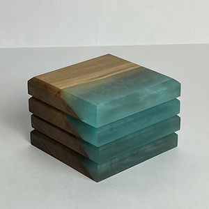 ถาดรองแก้วไม้อะคาเซียทำจากเรซินอีพ็อกซี่สำหรับตกแต่งบ้าน - Product Image 2