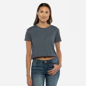 T-shirt musculaire en modal à trois mélanges pour femmes T-shirt à ourlet brut T Shirts Cropped Rib-Knit T Shirts - Product Image 5