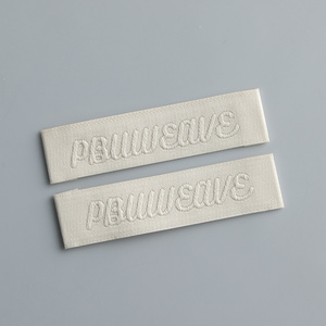 Étiquettes tissées personnalisées avec <span class=keywords><strong>logo</strong></span> de <span class=keywords><strong>marque</strong></span>, coupe droite blanche, étiquettes tissées personnalisées, étiquette de col à pliure - Product Image 4