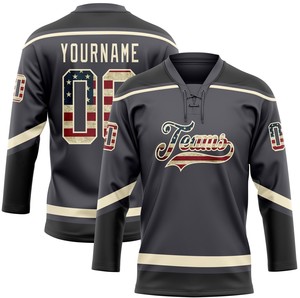 Maillot de hockey sur glace personnalisé avec col en dentelle, respirant, en polyester - Product Image 1