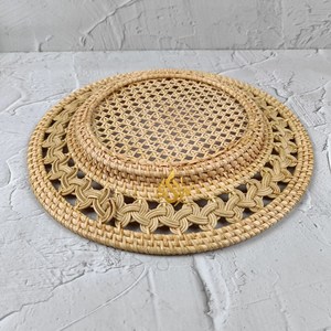Design créatif Assiette de présentation en rotin plaqué forme ronde assiette de présentation tissée à la main assiette de service de fruits article fait à la main au prix de gros - Product Image 6