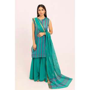 Traje de Mujer de 3 Piezas, Corte Holgado, Sin Costuras, Verde, Bordado, para Uso Diario, Top con Bordado Elegante - Product Image 2