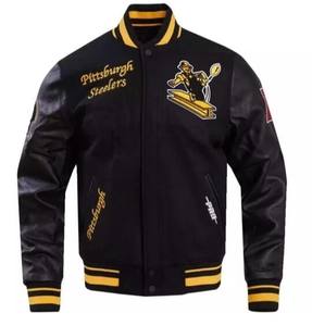 เสื้อแจ็กเก็ตเลตเตอร์แมนสำหรับผู้ชายเสื้อผ้า2025แขนเสื้อหนัง PU ออกแบบได้ตามต้องการ - Product Image 1