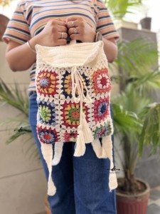 กระเป๋าเป้สะพายหลังถักจากนักออกแบบใหม่กระเป๋าสะพายหลังแฮนด์เมดมีสไตล์วินเทจสไตล์โบโฮใช้งานได้หลากหลายขายดีกระเป๋าสำหรับเด็กผู้หญิง - Product Image 5