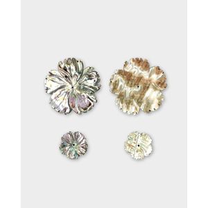 Cuentas Sueltas de Coral y Hueso para la Fabricación de Joyas - Cuentas de Abulón Natural en Forma de Flor - Product Image 1