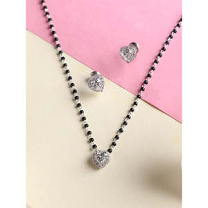 Compre un Conjunto de Mangalsutra de Plata Pura, Joyería Fina con Diamante de Corte Esmeralda Chapado en Oro, para Regalo de Boda o Fiesta para Esposa - Product Image 2
