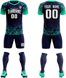Haute qualité jeunesse Football uniforme 3D à pois motif évacuation de l'humidité col en V maillot Shorts personnalisable Football t-shirts pour - Product Image 6